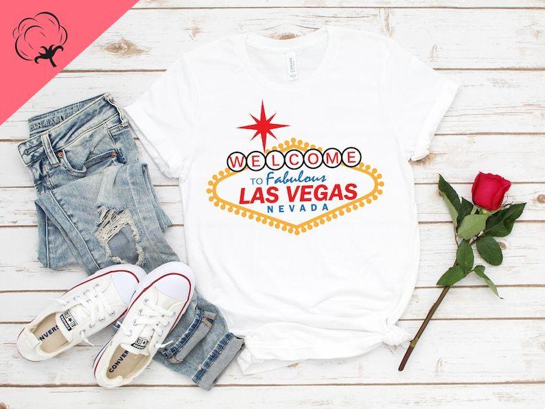 Bienvenue À Fabuleux Las Vegas T-shirtNevada Vintage Voyage entre Filles Vegas Las Vegas Coton Col Rond Manches Courtes T-shirts Graphiques