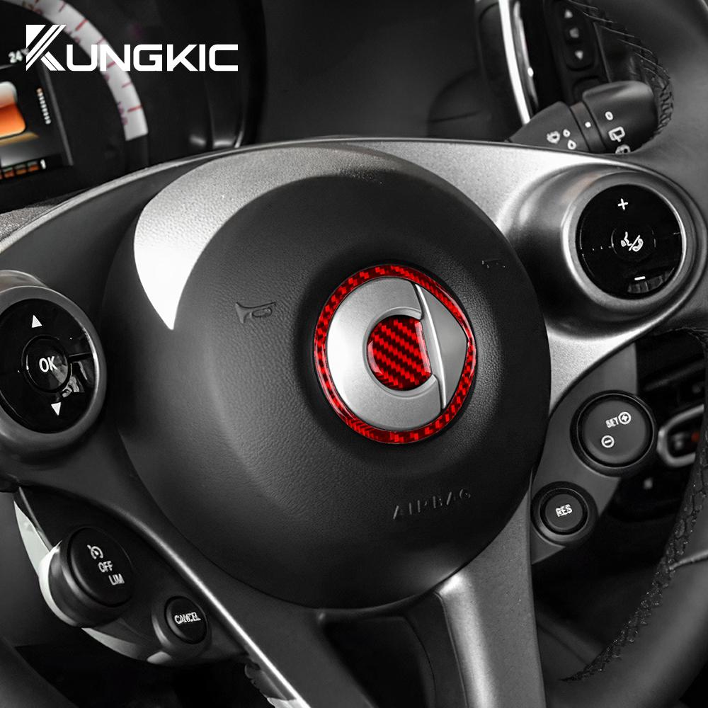 Real Soft Carbon Fiber Sticker For Mercedes Benz Smart 453 Fortwo/Forfour 2016 2017 2018 2019 2020 2025 Steering Wheel Cener Cov