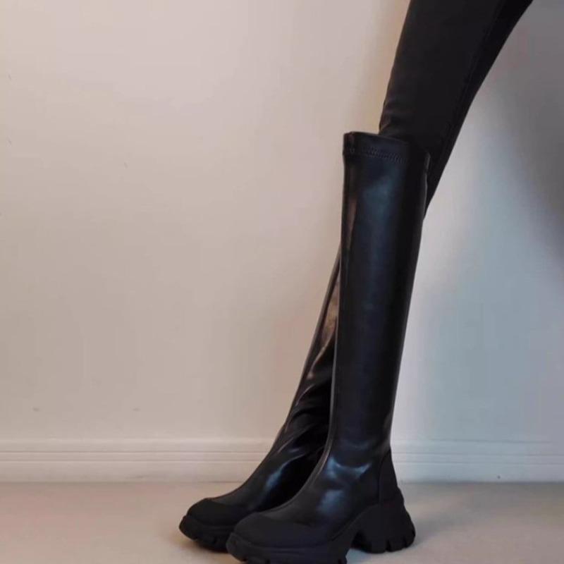 

Модные женские ботфорты с широким голенищем, на платформе, с длинным голенищем, больших размеров 39 чёрный