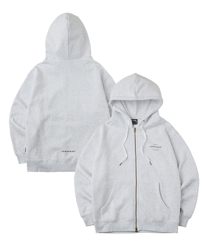 Urbanage Daily Standard Zip-Up Hoodie White Melange
