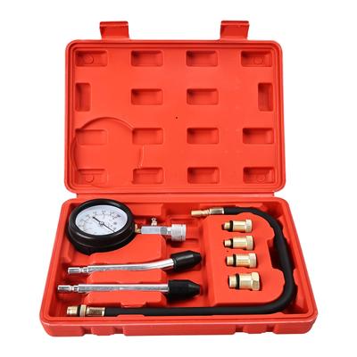 Kit de Comprobador de Compresión para Motores de Gasolina, Juego de Manómetros de Compresión de 8 Piezas, Manómetro de Compresión de Cilindros de Motores de Gasolina, Pre-