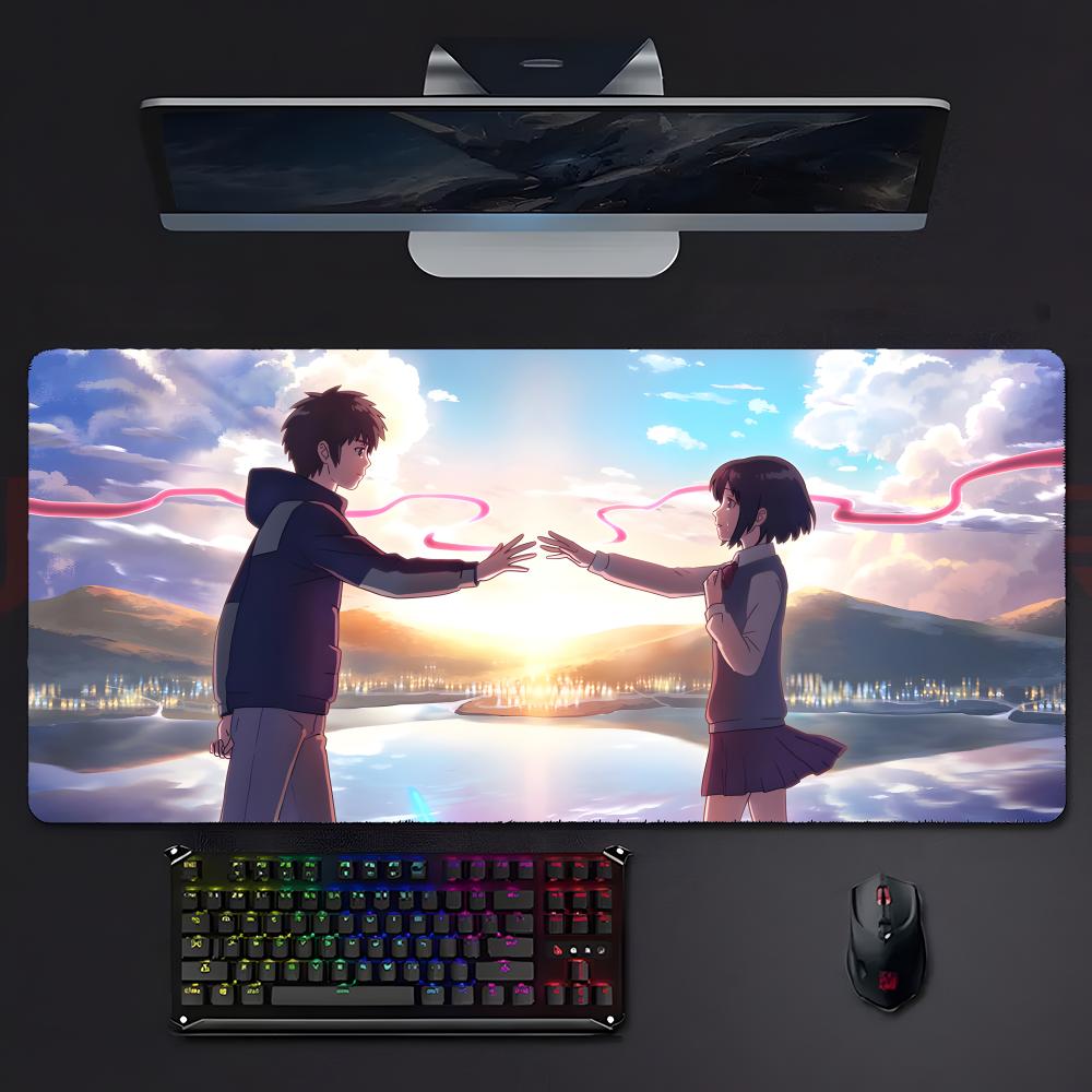 Sweet Romantic Anime Yyour Name Mouse Pad Large Gaming Mousepad With Stitched Edges Thickened Desk Mat Pc