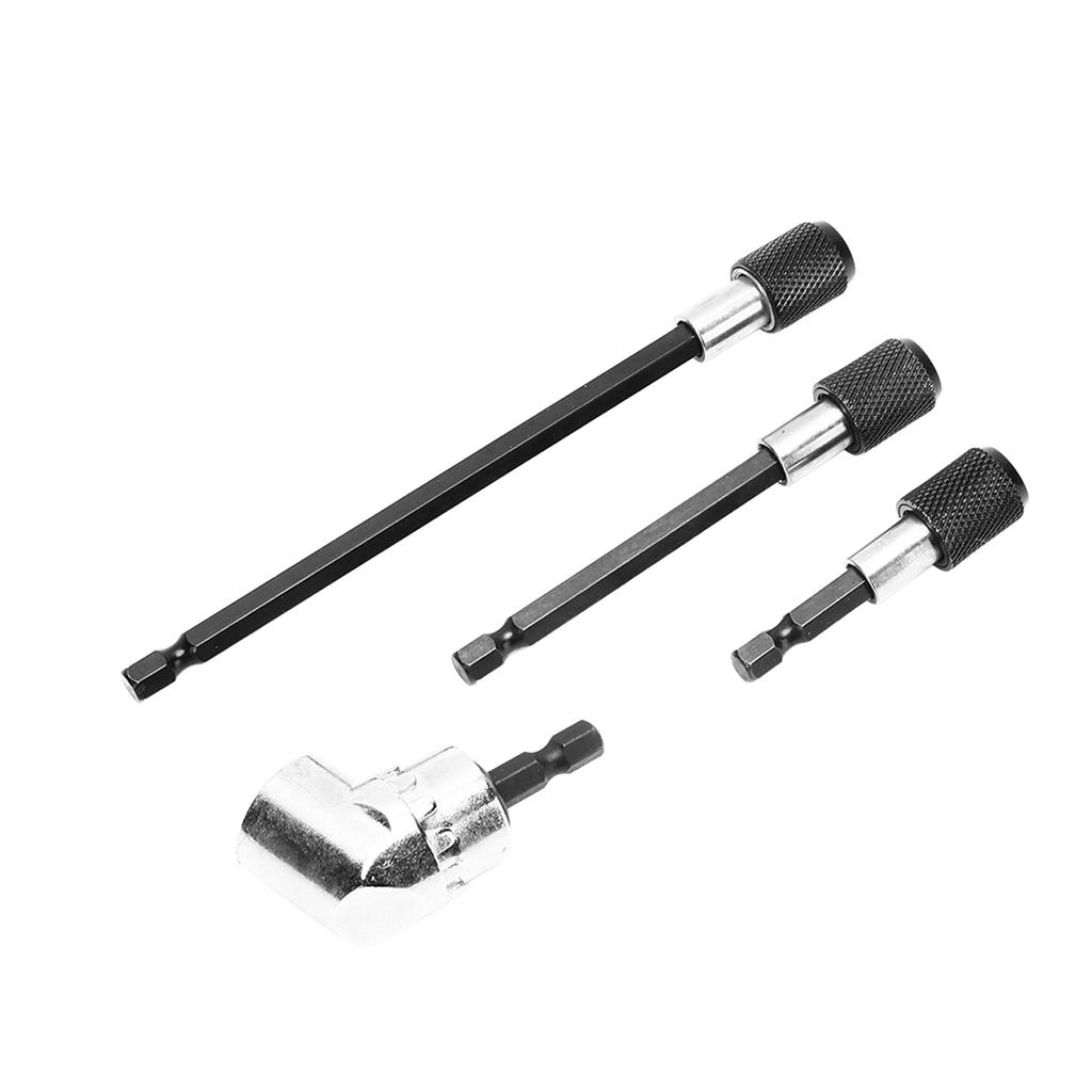 4Pcs Drill Bit Extension Magnetic 14in Hex Shank 105 degrees  Adjustable Adapter Tool Set Kit