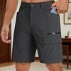 Pantaloni scurți cargo pentru bărbați cu nasture și fermoar, design cu buzunare multiple, pantaloni scurți casual de vară cu picior larg pentru călătorii în aer liber, culoare uni