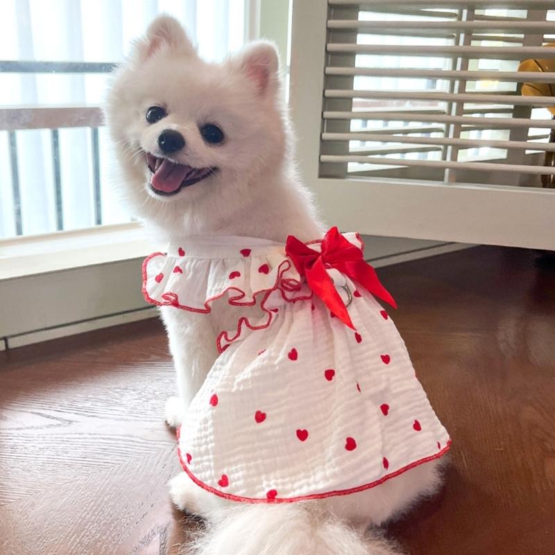 Heart Pullover Dog Dress for Medium to Large Dogs for Spring Basic Heart Pullover Clothes Princess Heart Pattern