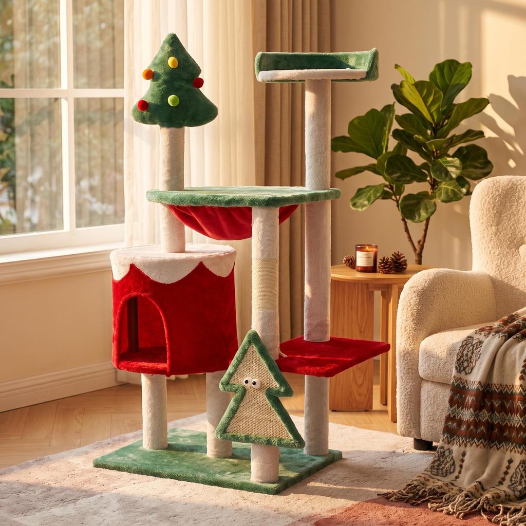 Cat Tree with Sling Festive Scratching Posts Pet Furniture