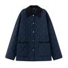 Womens Casual Quilted Cotton Jacket Corduroy Collar Pockets Regular Fit XS S M L