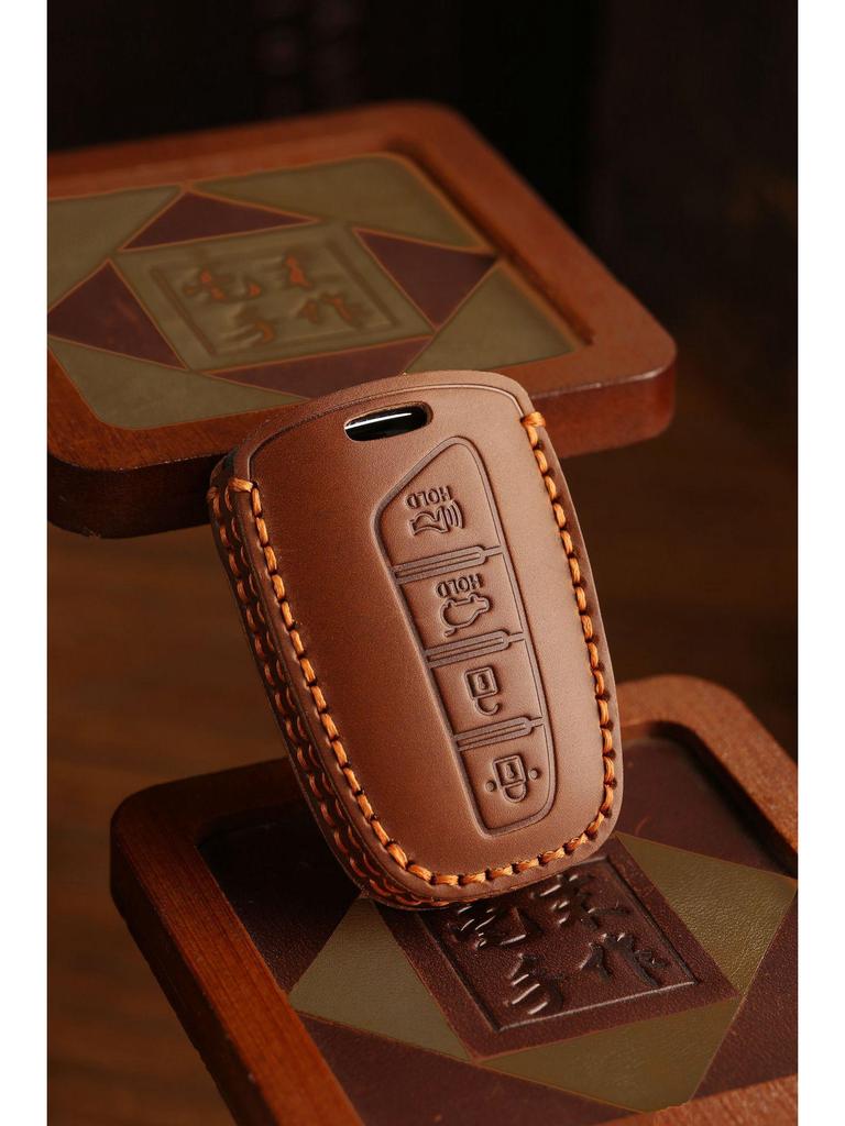 Moderne IX45 Handgefertigte Schlüsselhülle aus Rindsleder - Kreative Schutzhülle mit Schnalle