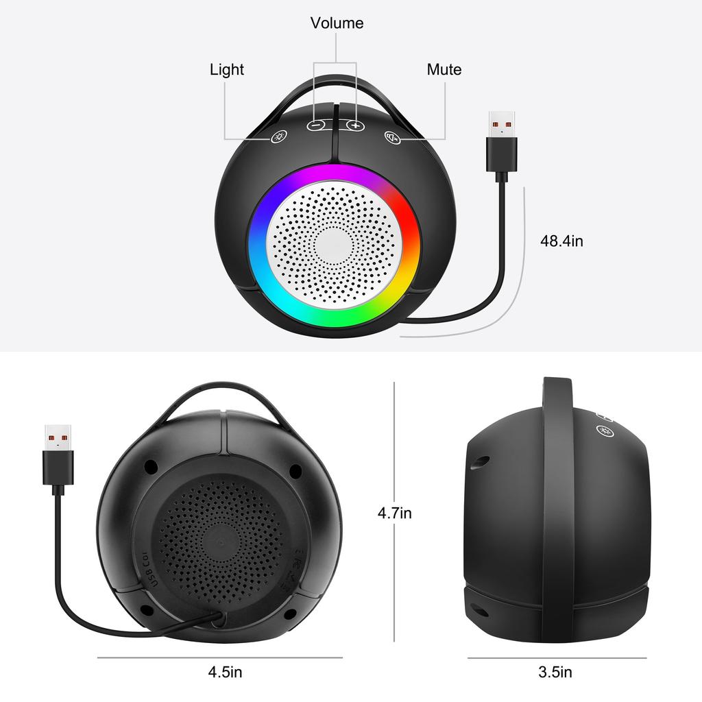 Computer Speakers for Desktop/PC/Laptop USB Plug-N-Play RGB Speakers Compatible with Windows/macOS/ChromeOS
