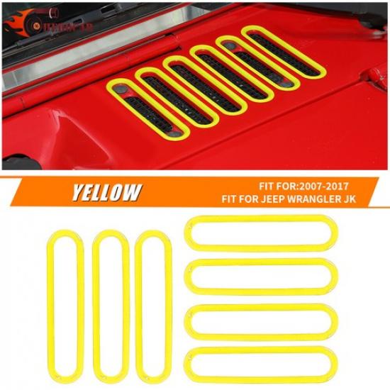 Yellow Hood Vent Trim Covers for 2007-18 Jeep Wrangler JK JKU 2/4-Door Exterior