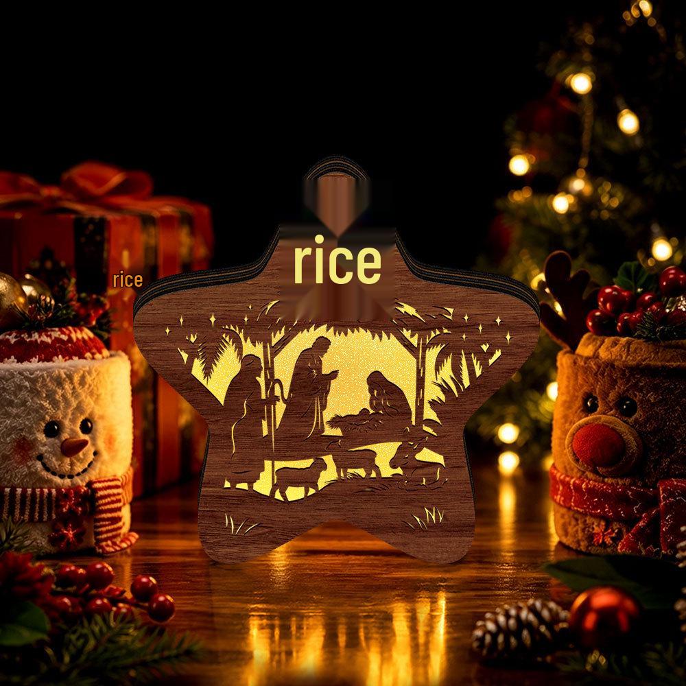 Christmas Festival LED Star Night Light: Glowing Wooden Ornament for Creative Desktop Decoration