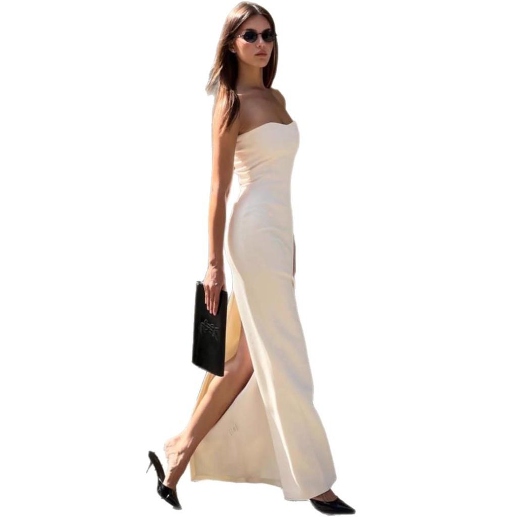 2025 European & American Off-Shoulder Slim Fit Strapless Maxi Dress - Women's Summer Fashion