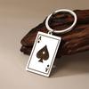 EUEAVAN Punk Lucky Ace of Spades Keychain Stainless Steel Square Poker A Card Pendant Keyring Good Fortune Hip-hop Jewelry Gifts