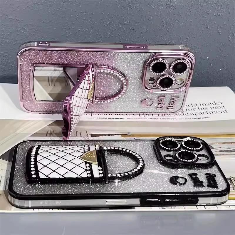 Xiaoxiangfeng Handbag Suitable for Apple 16 Mirror Bracket Mobile Phone Case IPhone 15 Gradient Glitter 14 Protective Case
