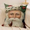 Retro Christmas Santa Claus Cushion Cover Silky Short Plush Invisible Zipper Dustproof Sofa Pillow Case For Home Decor