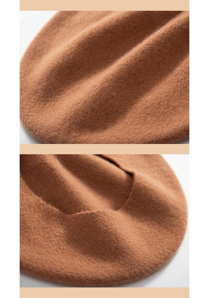 100% Pure Cashmere Women's Knitted Beret - Autumn/Winter Korean Style Streetwear