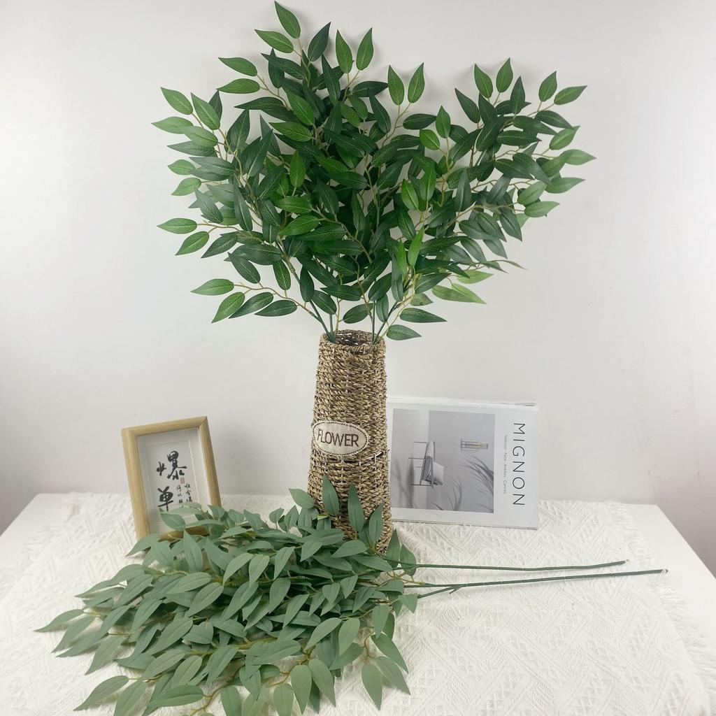 20pcs Direct Sales Simulation Green Plant Leaf Silk Screen Printing Single Branch Binary 18 Mesh Willow Leaf Home Outdoor Decoration