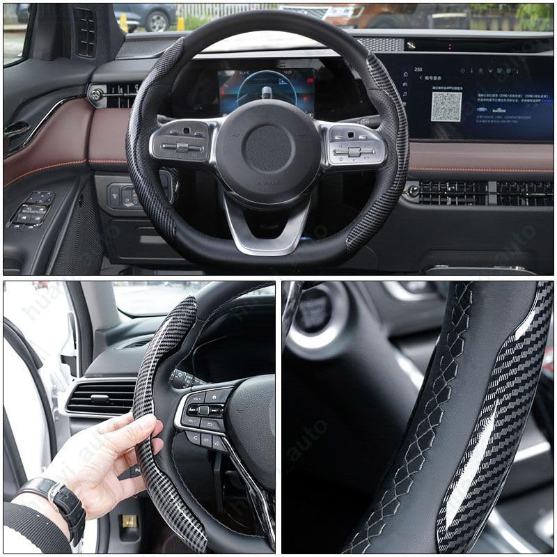 Boerke Carbon Fiber Steering Wheel Cover for Triton KB and LC Series Universal Fit for Kei and Standard Custom Interior Carbon Round and Suitable for