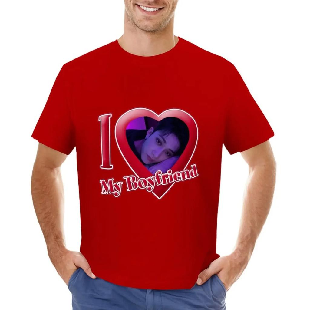 I love my boyfriend (bang chan) T-shirt sweat oversizeds blacks cute tops plain t shirts