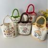 Cute Cartoon Prints Tote Bag Canvas Large Capacity Lunch Bag Colorful Storage Bag