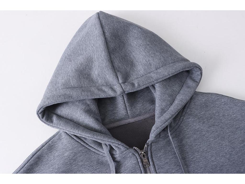 Sinnanxingshan Double Zipper Thick Velvet Hooded Sweater Jacket SN4723