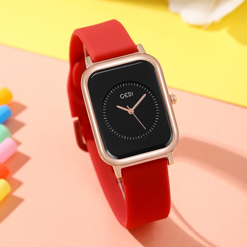 Simple And Skin-Friendly Silicone Belt Female Student Style High Value Summer Square Quartz Waterproof Watch