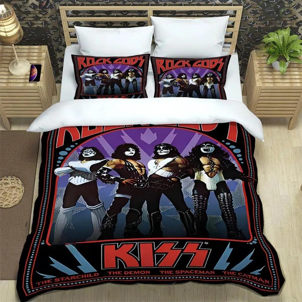 

KISS band Duvet Cover 3D Print Kiss Band Rock Bedding Set All Season Comforter Quilt Cover and Pillowcases Single Double Queen US Twin 173x218cm