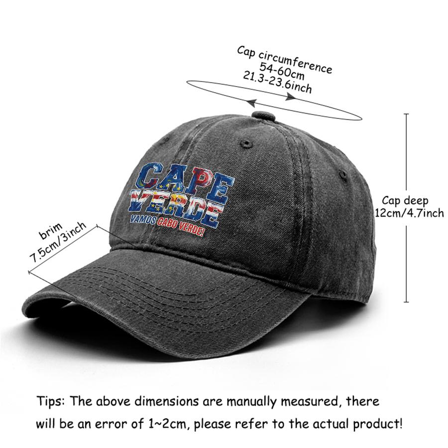 "CAPE VERDE" "VAMOS CABO VERDE" Flag Printed Snapback Baseball Cap , Adjustable Sun Hat Headwear Lightweight Stylish Vintage Man's Cap