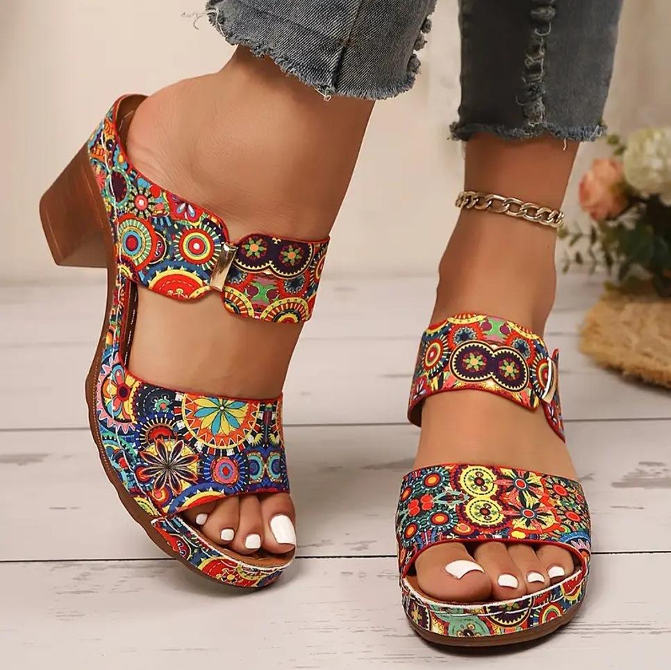 New Large-size High-heeled Women's Shoes, Lightweight Chunky Flip-flops