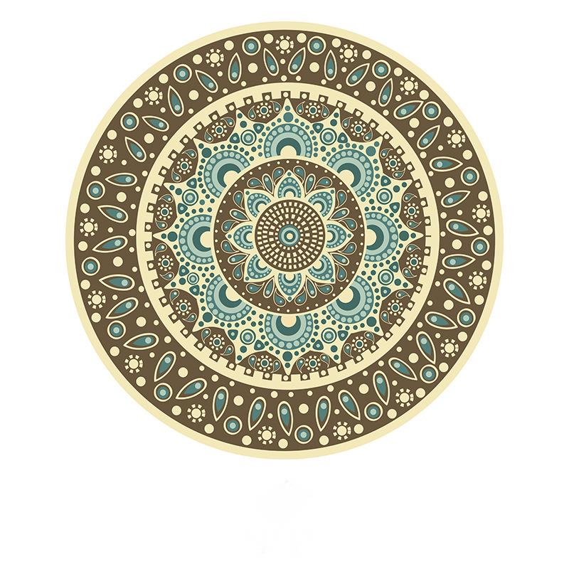 Tappeto Rotondo Boemia Soggiorno Geometrico Etnico Fiori Camera da Letto Antiscivolo Vintage Tappetino da Pavimento Decorazione Casa