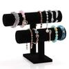2 Tier Jewellery Stand for Women Girls T-Bar Jewellery Holder for Bracelet Necklace Watch Jewellery Organiser Black