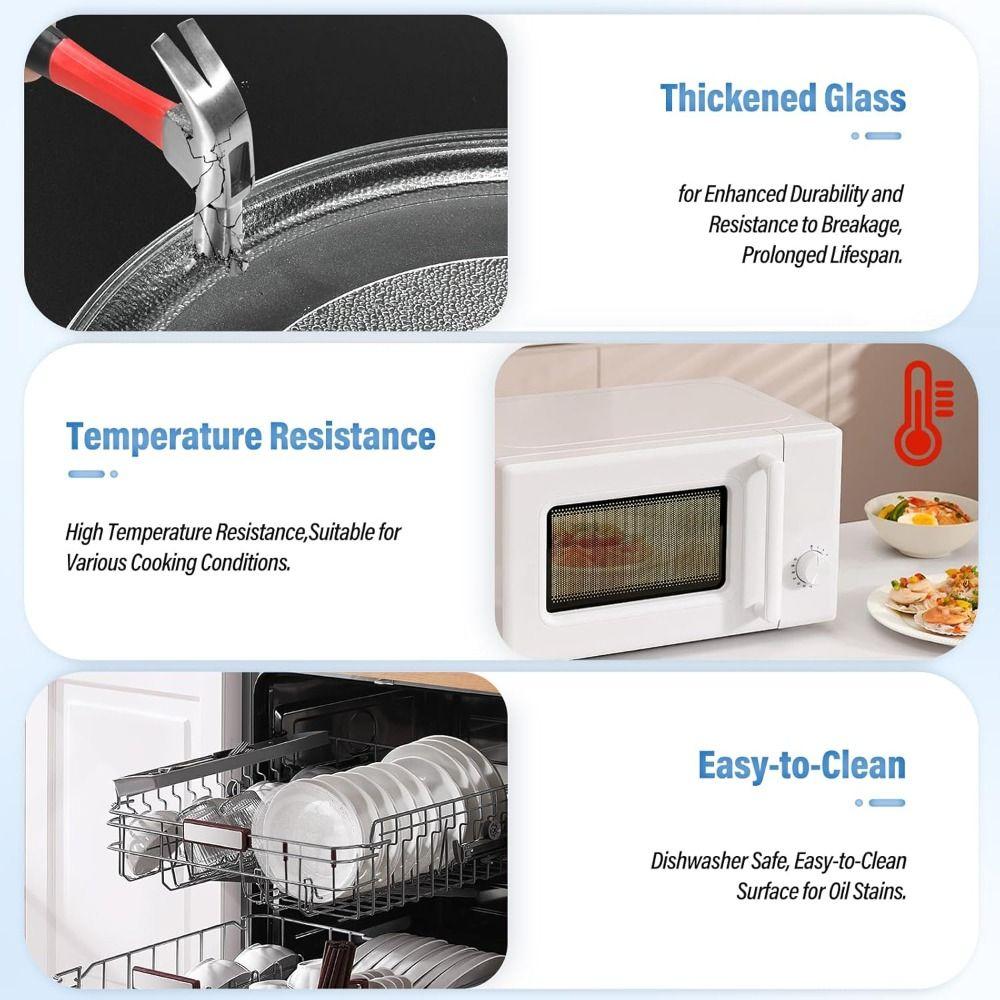 Mikrowellen-Glasplatte mit flachem Boden 24,5cm/25,5cm Mikrowellen-Ersatzplatte Kleine Mikrowellen