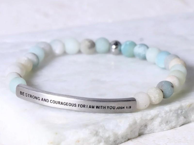 6Mm steel ball obsidian powder chalcedony stainless steel elbow lettering aquamarine bracelet