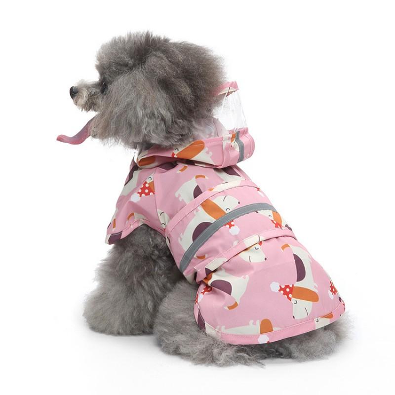 Reflective Pet Raincoat Waterproof Easy-On Hooded Coat Dogs Cats Outdoor Use All Season