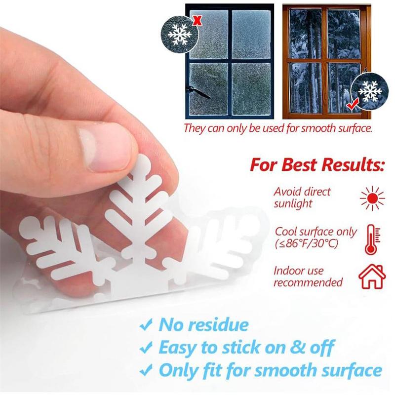 135Pcs Christmas Window Clings Snowflakes Window Decals Static Window Stickers For Xmas Party Supplies Thanksgiving Party Décor