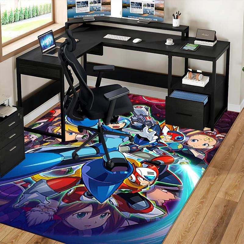 1pc Mega Man Anime Cartoon Design Office Chair Mat Non-Slip Carpet for Home Decor, Suitable for All Seasons, Ideal As a Gift.Y064