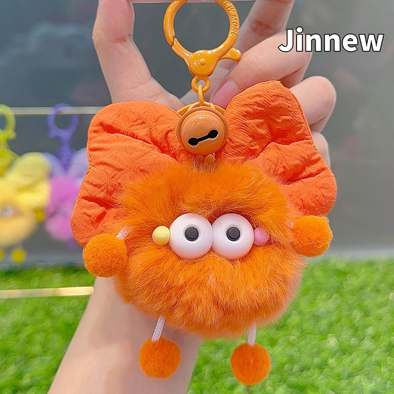 Bowknot Colorful Plush Rabbit Fur Keychain Cute Cartoon Design Perfect For Bags