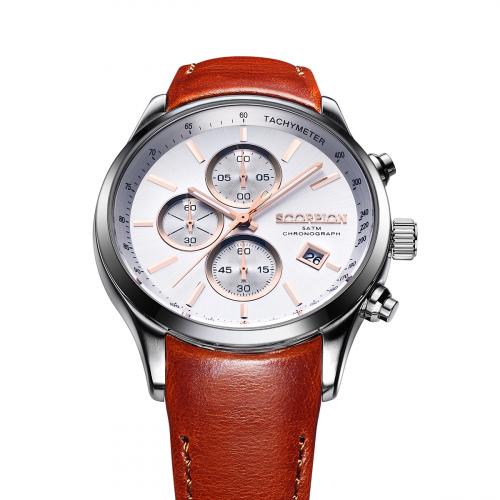[Scorpion] Scorpion Maat Chronograph D-Buckle Leather Watch SP3347L-WRG