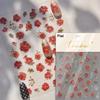 Cherry Blossom Pink Flower Sakura Spring 5D Nail Art Sticker Gold Stamping Soft Adhesive Relief Adhesive Chic Manicure Decals