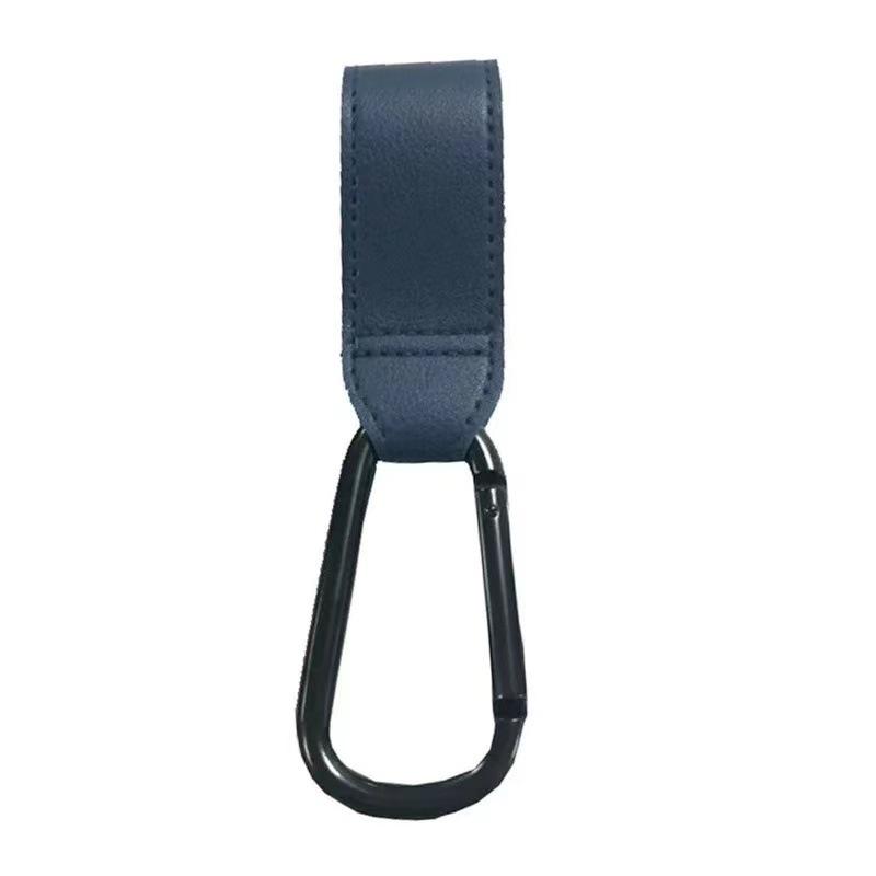 PU Leather Baby Stroller Hook with Velcro Carabiner and Child Seat Handle
