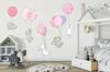 Decorative Sticker For Kids - Rabbits With Balloons Pink
