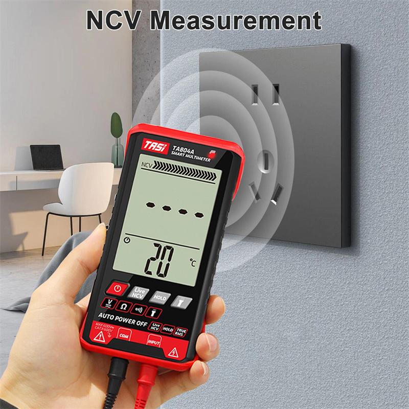 Tasi Digital Multimeter Ta804A Automatic Multimeter, Hd Color Display, Ultrathin, Smart, Ohm, Ncv, Ad/Dc Voltage Meter