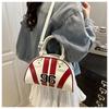 Sac à Bandoulière Rayé Color Block en Similicuir pour Femme Été Nouveau Sac de Soirée Semi-Cercle Sac à Main Sacoche Bowler Tendance