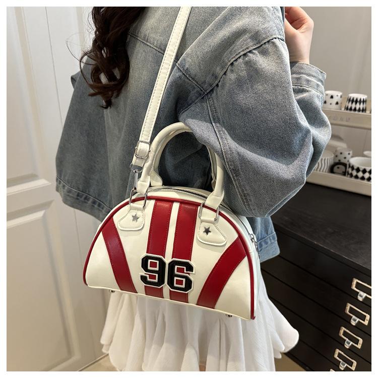 Sac à Bandoulière Rayé Color Block en Similicuir pour Femme Été Nouveau Sac de Soirée Semi-Cercle Sac à Main Sacoche Bowler Tendance