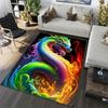 Bunte mythische Drachenmatte - Lebendiger Feuer- & Wasserdrachen-Teppich für Badezimmer, Schlafzimmer & Küche, Maschinenwaschbarer Bodenbelag