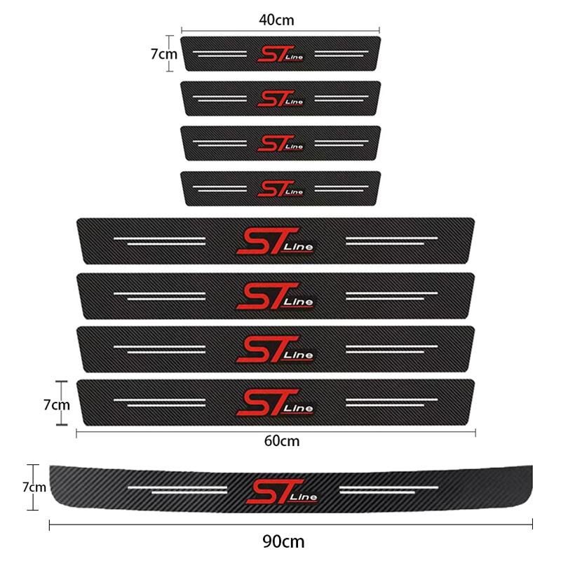 Carbon Fiber Car Sticker Protector Strip Auto Door Sill Waterproof Protect Film For Ford ST Fiesta Focus Edition Car KUGA Mondeo