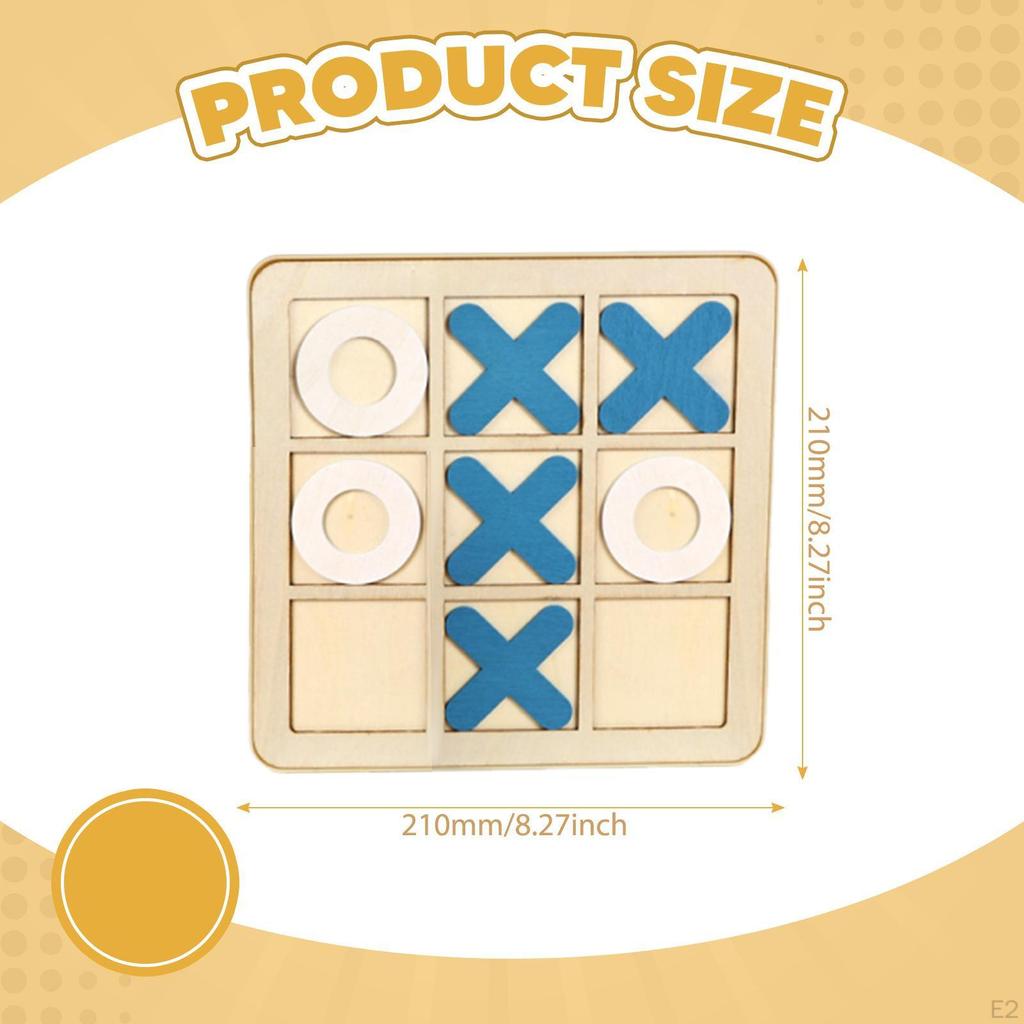 2 in 1 Wooden Geoboard and TAC Toe Game Board Educational Toy Fun Family Games for Table