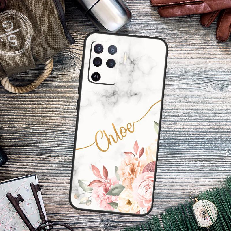 PERSONALISED floral name initial Case For OPPO A98 A78 A79 A16 A76 A96 A5 A9 A53 A17 A77 A15 A52 A72 A74 A94 A54S A57S Cover