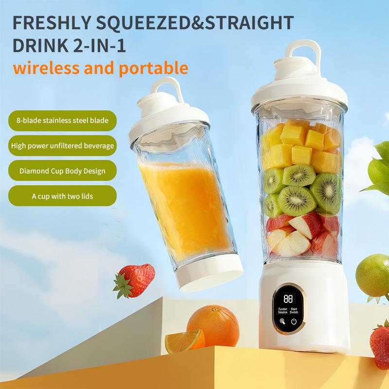 Portable Multi-functional Juicer Cup - Wireless, Small, Household Electric 83x92x280mm грязно-белый