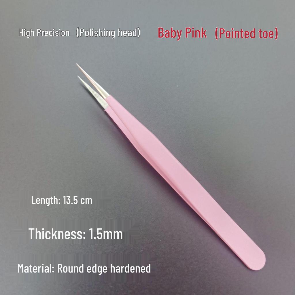 Black Anti-Static Stainless Steel Curved Tip Tweezers Set for Nail Art, Journaling, and Repairs